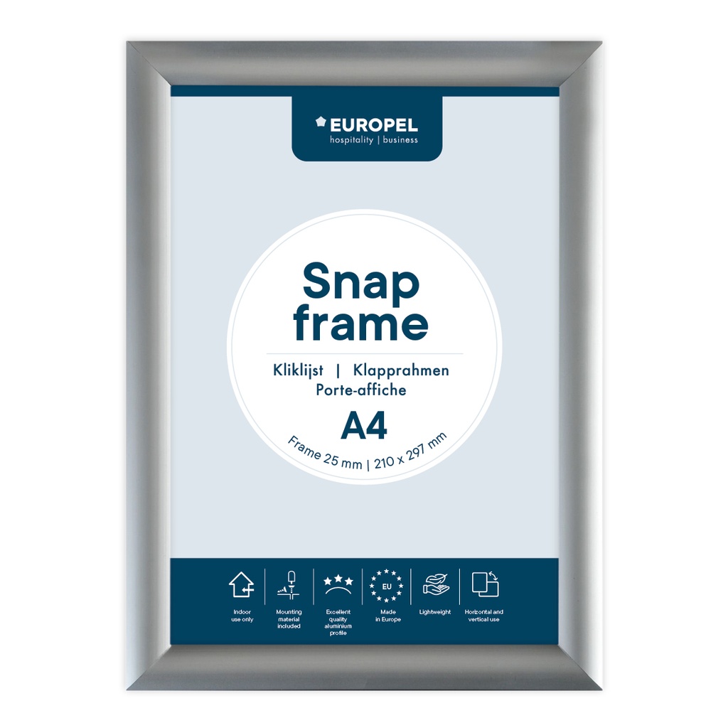 Kliklijst A4 "premium zilver" - frame 25 mm