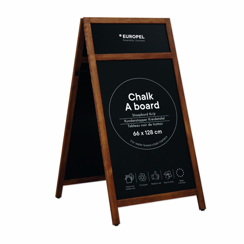 Stoepbord krijt "economy naturel 66 x 128 cm met topbord" - dennenhouten lijst