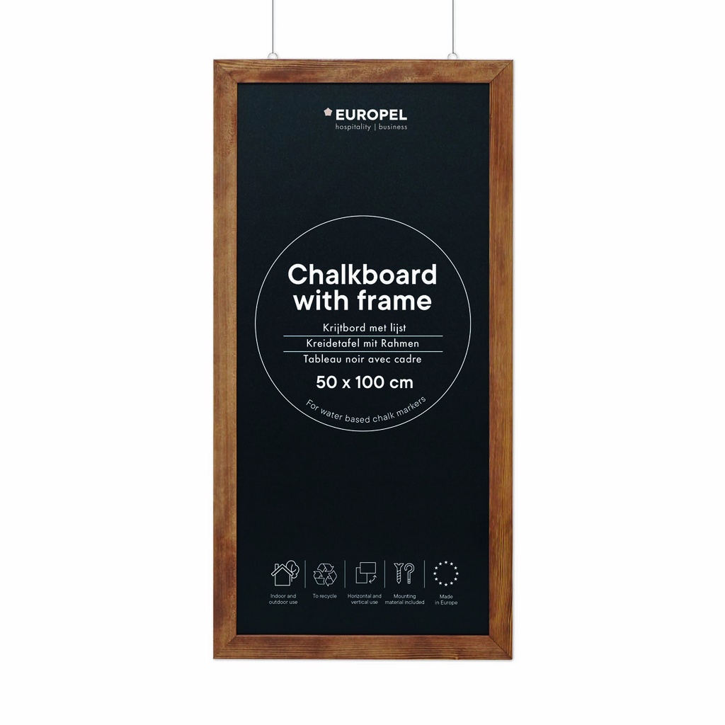 Krijtbord "wandbord promo 50 x 100 cm" - dennenhouten lijst