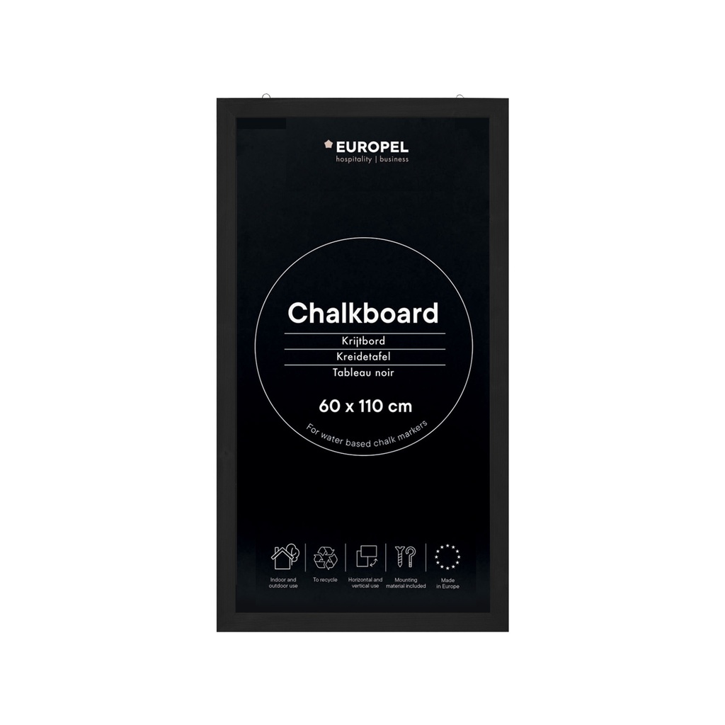 [356229] Krijtbord "wandbord" - zwart houten lijst - formaat 60x110cm