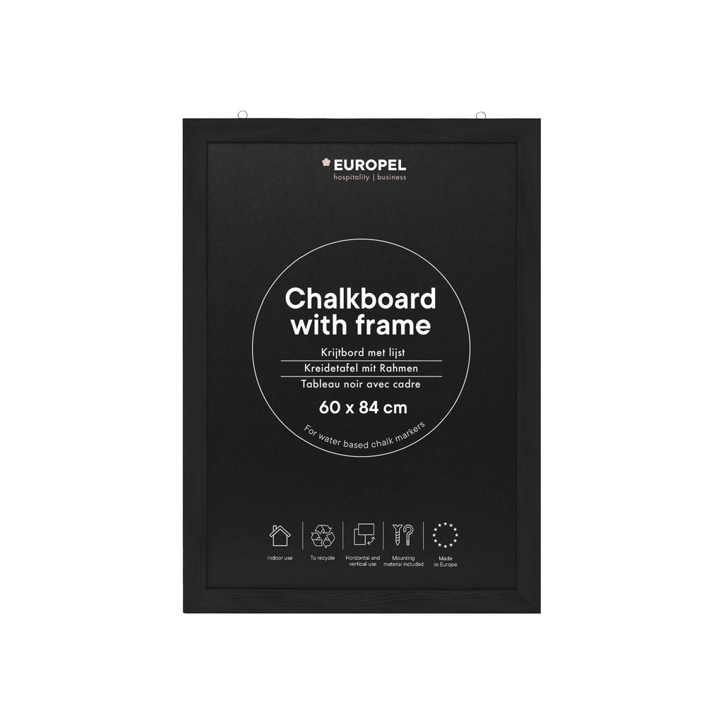 [356227-2] Krijtbord "wandbord" - zwart houten lijst - formaat 60x84cm - per 2 stuks