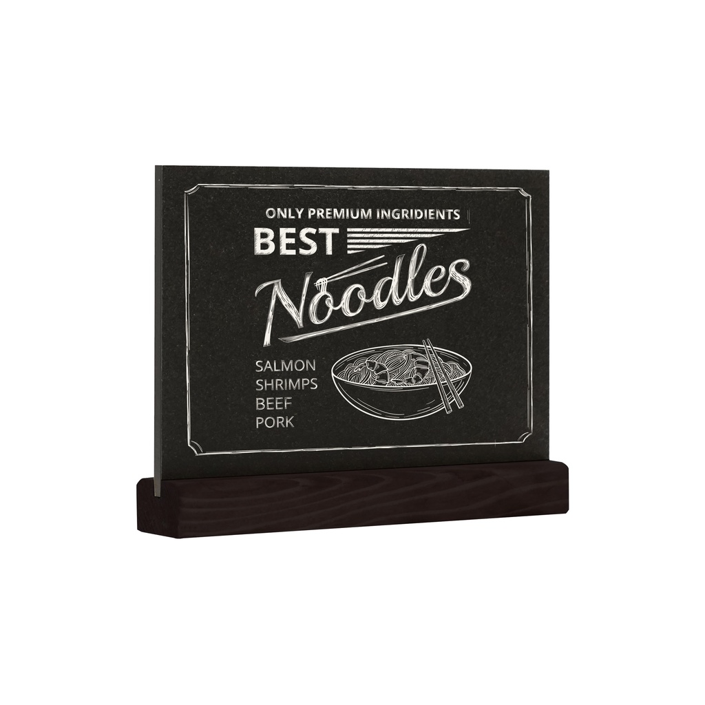Krijtbord A5 "tafelmodel liggend" - zwarte houten voet