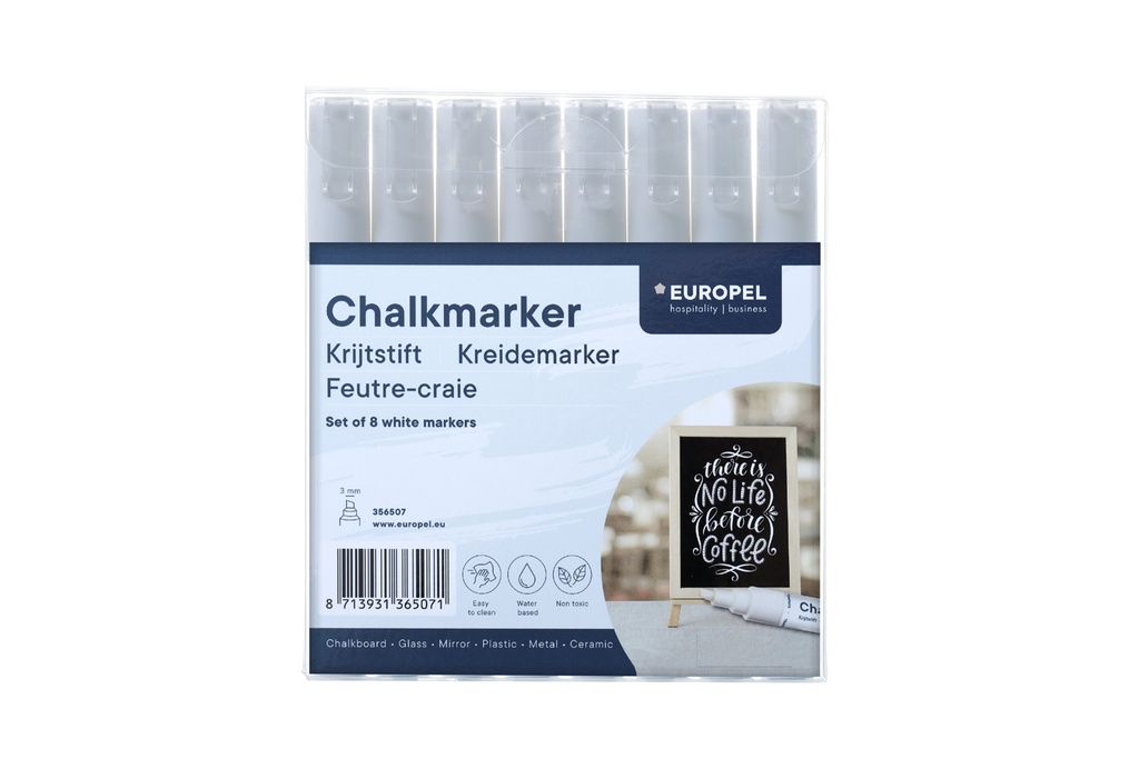 Krijtstift "wit" - 1 tot 3 mm - etui met 8 stuks