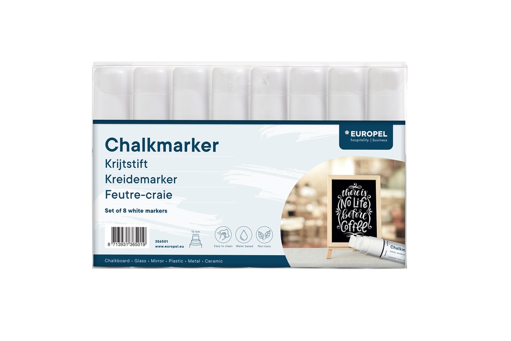 [356501] Krijtstift "wit" - 15 mm - etui met 8 stuks.  