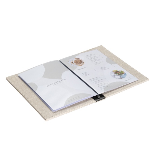 [425003] Linnen menumap - A5 - 6 showtassen - beige