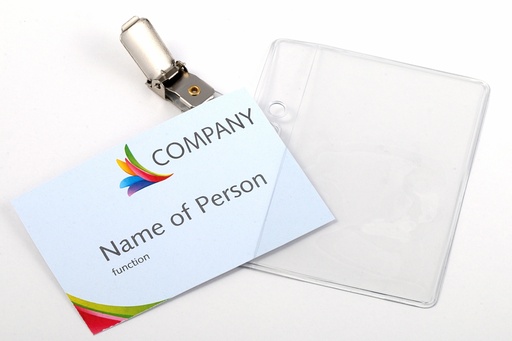 [121265] Badge "met strip en clip" - 90 x 60 mm - doos à 24 stuks