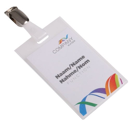 [121287] Badge / Pashouder "gesloten met strip en clip" - 60x90mm - doos á 24 stuks