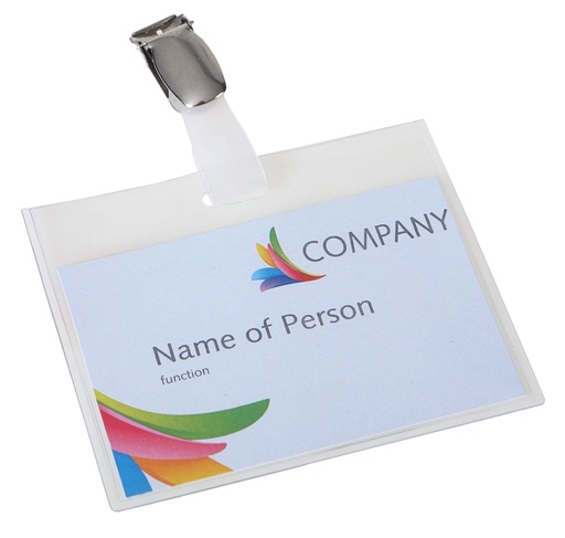 [121286] Badge / Pashouder "gesloten met strip en clip" - 90x60mm - doos á 24 stuks