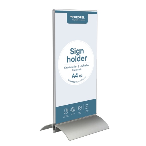 [350060] Kaarthouder "DuroSign"  1/3 A4 met T-standaard van aluminium