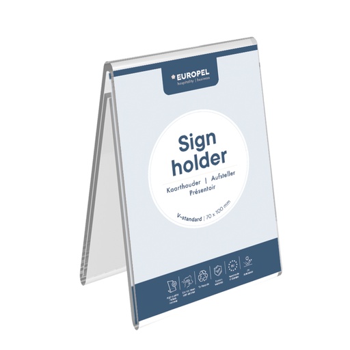 [350080] Kaarthouder "DuroSign" 10 x 7 cm met V-standaard