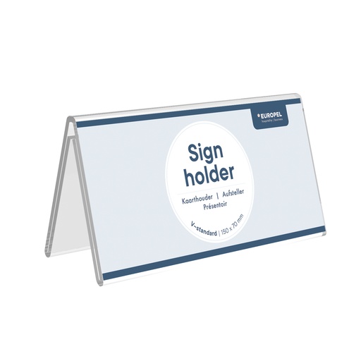[350082] Kaarthouder "DuroSign" 21 x 10 cm met V-standaard