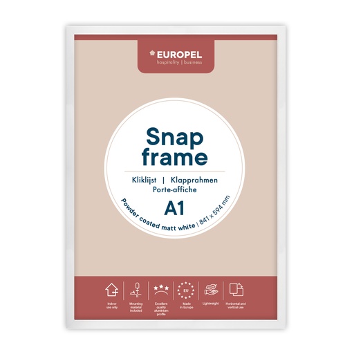 [355074] Kliklijst "A1 mat wit" - frame 25mm