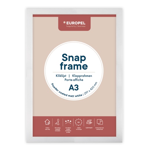 [355076] Kliklijst "A3 mat wit" - frame 25mm