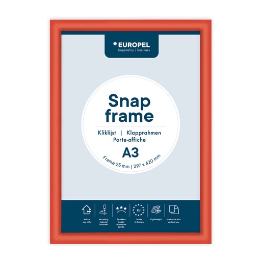 [355027] Kliklijst "A3 rood" - frame 25mm