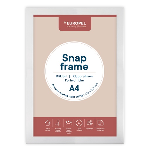 [355077] Kliklijst "A4 mat wit" - frame 25mm