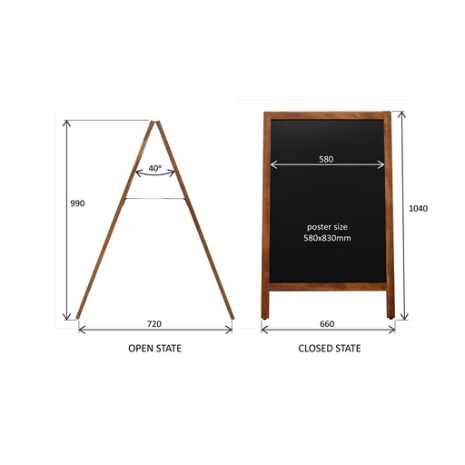 [356241] Stoepbord krijt "duro natural" - 66x104 cm