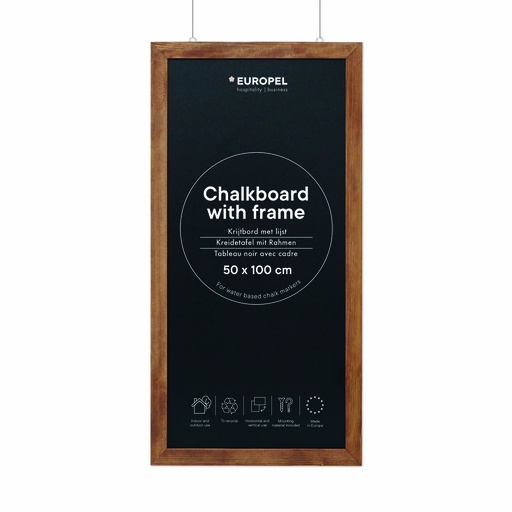 [356224] Krijtbord "wandbord" - houten lijst - formaat 50x100cm