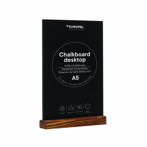 [356272] Krijtbord "tafelmodel" - houten voet - A5 staand