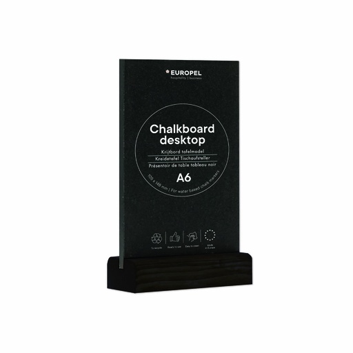 [356273] Krijtbord "tafelmodel" - zwart houten voet - A6 staand